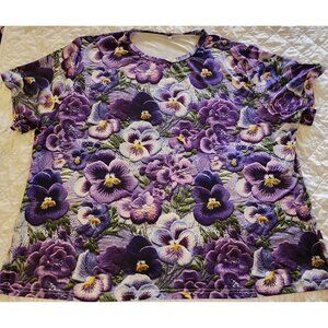 TEMU PURPLE FLORAL STRETCH TOP